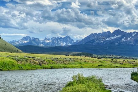 Sunny day over mountain